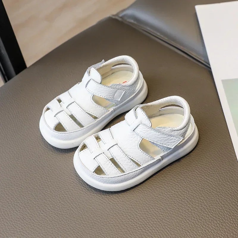 Baby Boys Sandals Girls Casual Shoes Summer Infant Toddler Shoes Anti-Slippery Genuine Leather Sport Beach Sandals for Kids