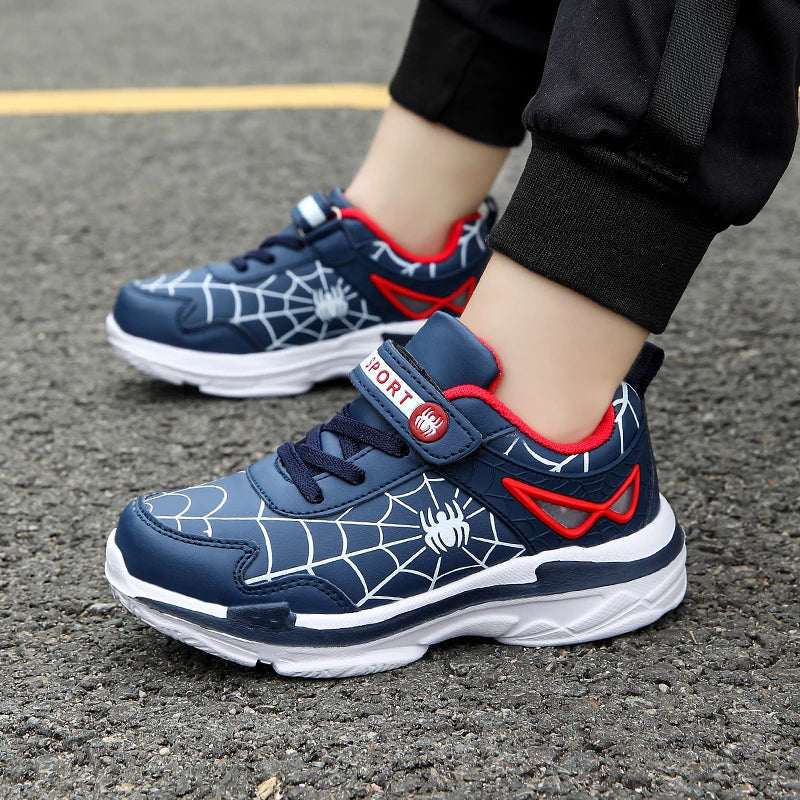 Kids Shoes Boys Sneakers Red PU Leather Children Sneakers New Fashion Casual Fashion Sports Outdoor Running Tennis Shoes for Boy