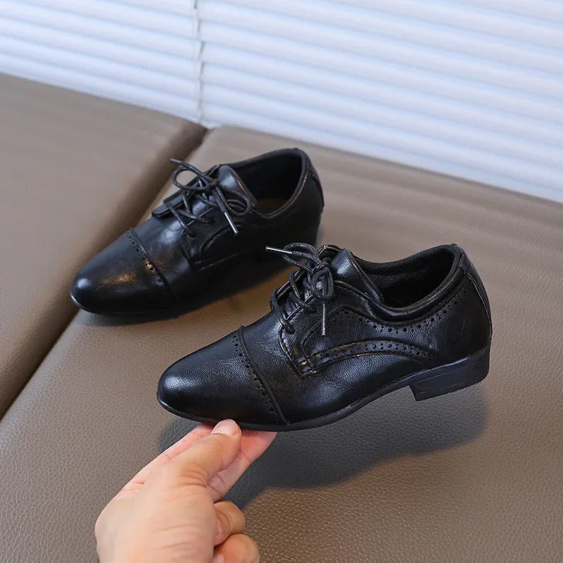 Boys School Leather Shoes New Performance Kids Black Loafers Fashion Children Formal Uniform Low-heels Shoes Causal Versatile