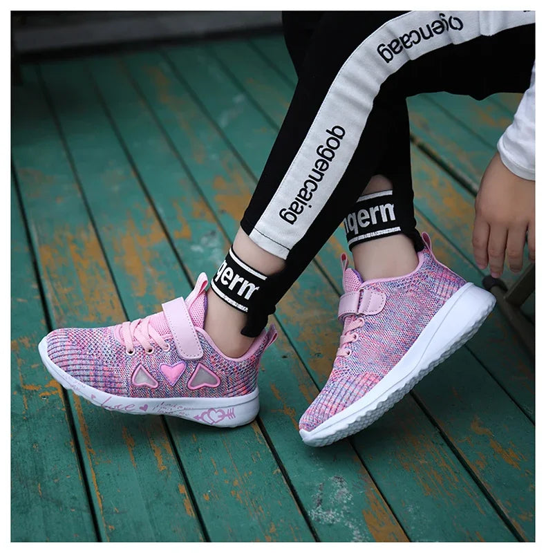 Girls Casual Shoes Children Light Mesh Sneakers Kids Summer Autumn Tenis Cute Sport Cartoon Running Sock Footwear Female