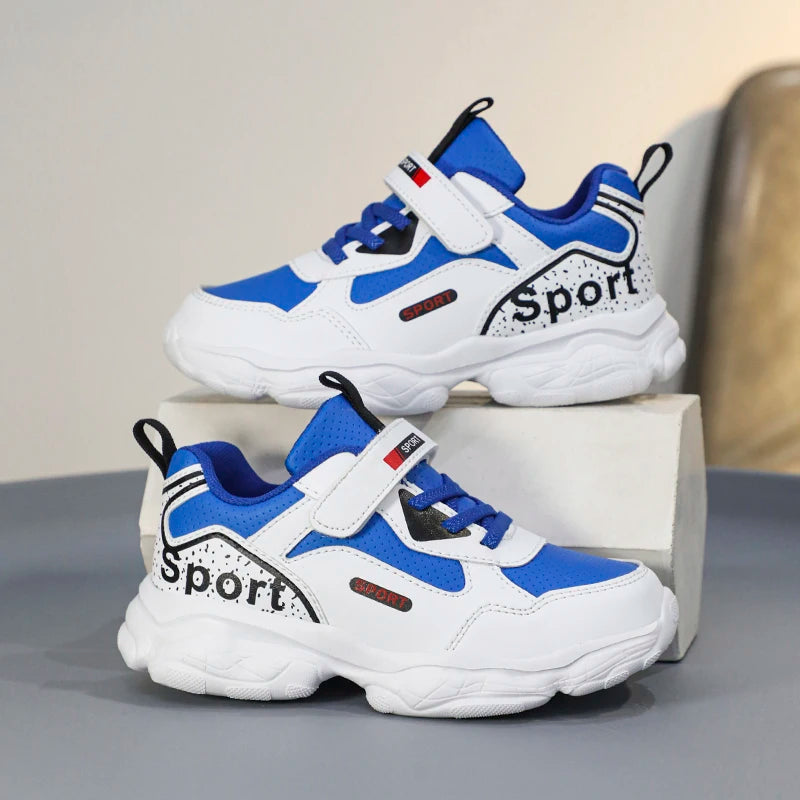 Boys Shoes Sneakers Leather Children Comfortable Flat Shoes Black White Shoes for Kids Girls School Walking Footwear Non Slip