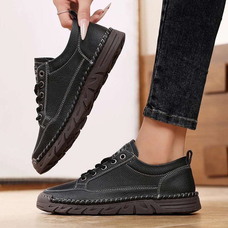 Platform Loafers 2025 New High Quality Men's Sports Shoes Leather Casual Shoes Autumn Breathable Men's Shoe Women's Flat Shoes