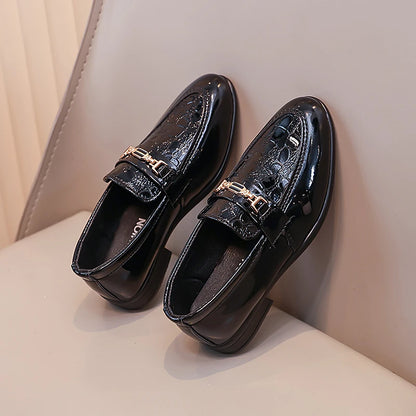 Boys Formal Shoes Black Classic Children Leather Shoes Point Toes Soft Bottom Spring Autumn Kids Flat Shoes British Style