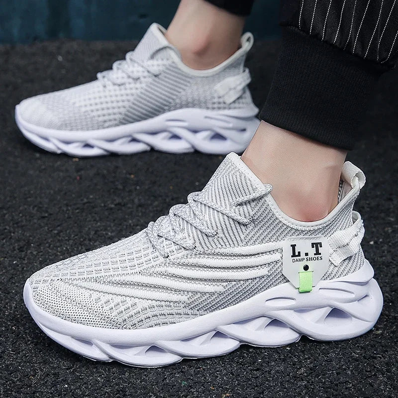 Men Sports Running Black Jogging Shoes Casual Sneakers Outdoor Breathable Mesh Women Light Shock-absorption Black Tennis