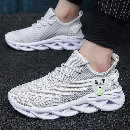 Men Sports Running Black Jogging Shoes Casual Sneakers Outdoor Breathable Mesh Women Light Shock-absorption Black Tennis
