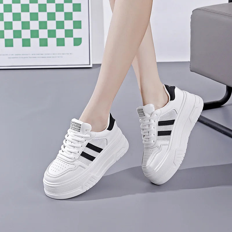 White Sneakers for Women Versatile Thick-Soled Height-Increasing Summer Height-Increasing Sports Casual Board Shoes