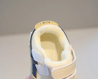 Baby Sneakers Warm Fur Inside Infant Shoes Autumn Winter Little Boys Girls Casual Shoes For Baby Pink, Yellow