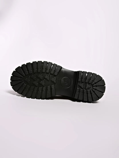 New Black/Brown Solid Color Thick-Soled Loafers Women's Platform Slip-On Shoes Retro Versatile Small Leather Shoes for Commuting