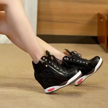 Shoes Womens Sneakers with Platform Woman Shoe Luxury Wedge Heel Basket Autumn Winter Thick Fashion High Casual Running Low help