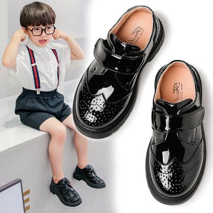 Boys Formal Shoes Girls Leather Shoes Black for School Party Wedding Lace-up Kids Oxfords Classic Fashion Soft 26-36 Breathable