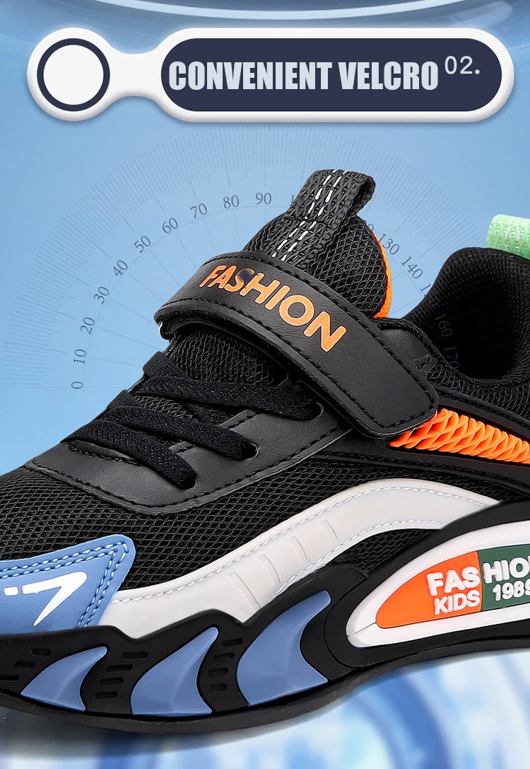 Children's Sneakers for Boys Breathable Mesh Running Sports Shoes Lightweight Students Kids Casual Walking Shoes Non-Slip