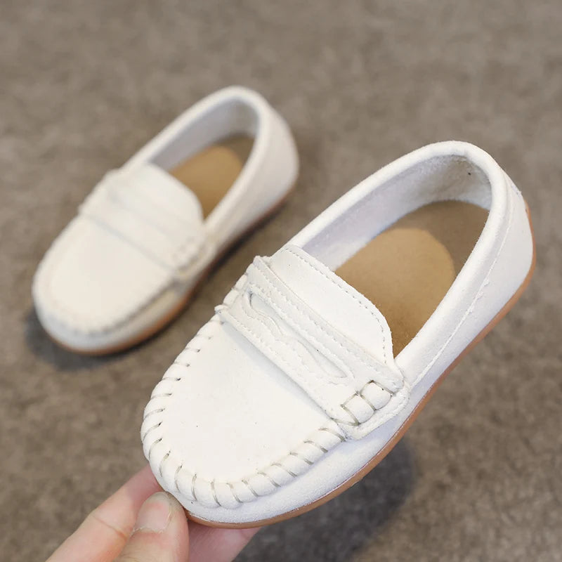 Boys Moccasins Shoes Fashion Solid Color Kids School Causal Shoes Breathable Non-slip Children Slip-on Flats Loafers Size 21-30