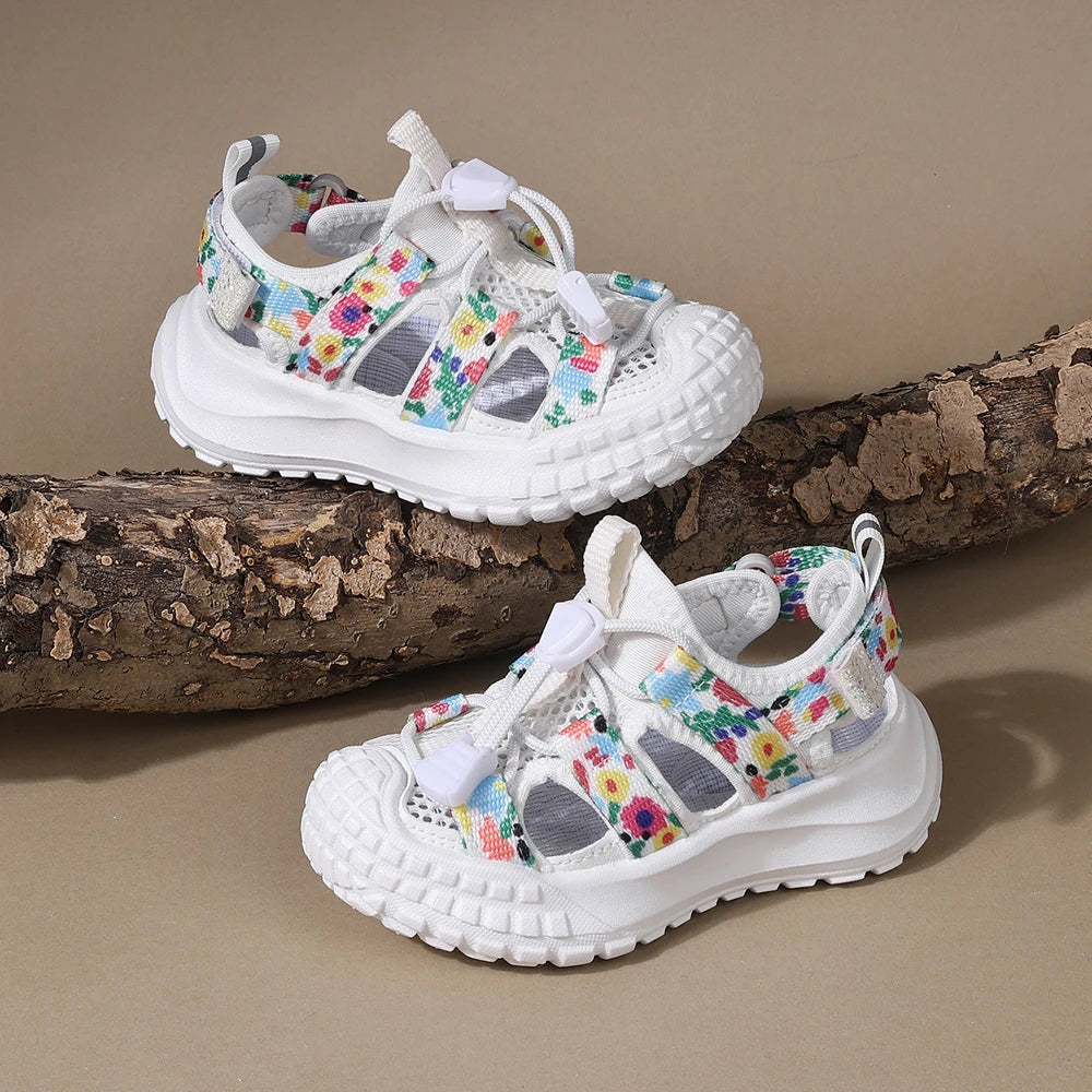 2025 New Summer Kids Sandals For Girls Mesh Flower Breathable Children Sport Shoes Soft Sole Toddler Girls Sandals Beach EU21-30