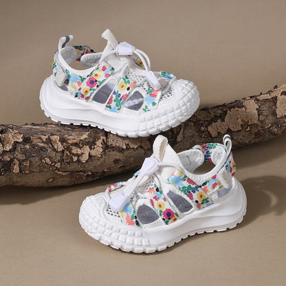 2025 New Summer Kids Sandals For Girls Mesh Flower Breathable Children Sport Shoes Soft Sole Toddler Girls Sandals Beach EU21-30