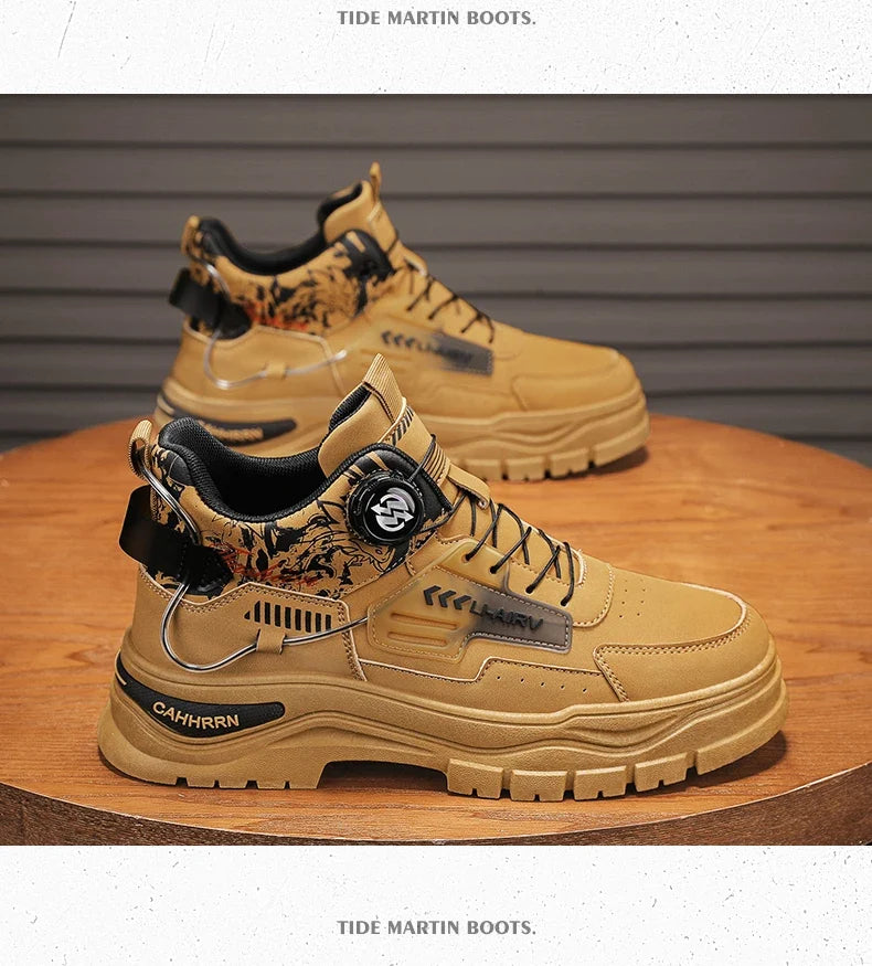 Men's Casual Outdoor Boots Fall Breathable Trendy Versatile Leisure Knob Board Shoes Anti-slip Riding Fashion Sneakers  (Available)