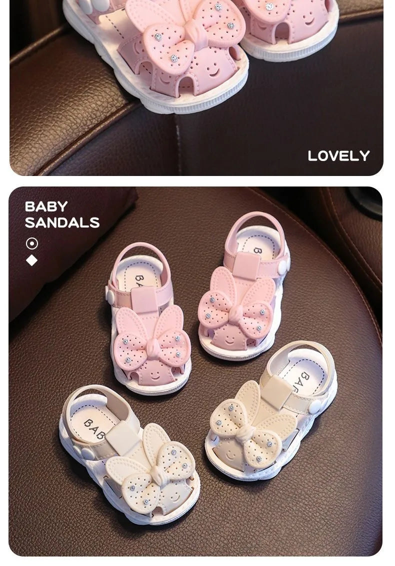 Solid Bow Children's Summer Shoes Cute PVC Beach Non Slip Sandals For Baby Girls Footwear Soft Infant Kids Fashion Sandals