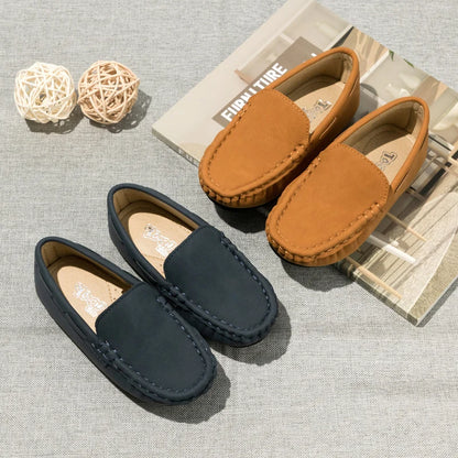 Spring Summer Kids Shoes Boy Girl Casual Shoes Breathable Brown Rubber Sole Children's Boys Girls Flat Leather Shoes Moccasins