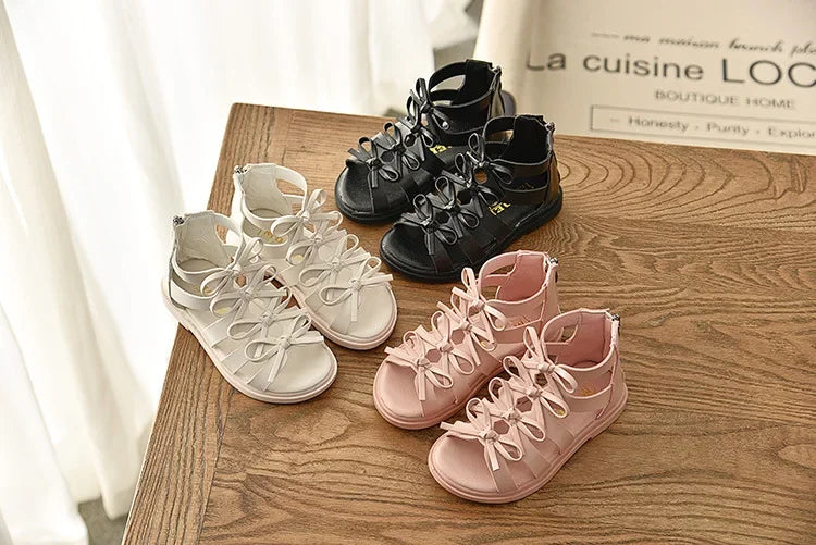 New Summer Kids Sandals for Girl Outdoor Beach Shoes Girls Gladiator Sandals Small Cute Bowknot Baby Toddler Girl Sandals 21-36