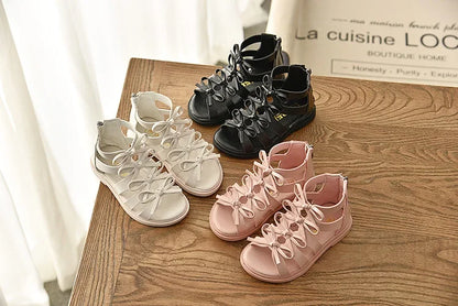 New Summer Kids Sandals for Girl Outdoor Beach Shoes Girls Gladiator Sandals Small Cute Bowknot Baby Toddler Girl Sandals 21-36