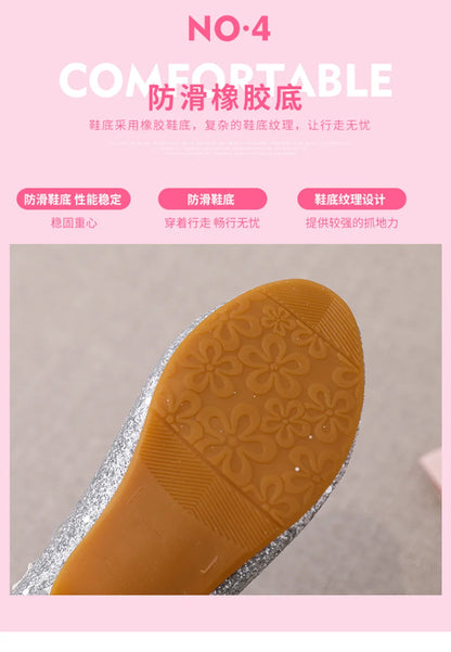 Fairy Girl High Heels Princess Shoes Halloween Cosplay Kids Shiny Sofia Cinderella Aurora Rapunzel Party Dress Up Leather Shoe