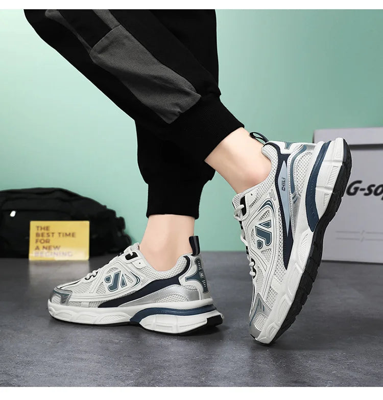 Men's Sneakers Fashion Breathable Sports Shoes Outdoor Running Shoes for Men Lace Up Platform Training Sneakers Tenis Masculino