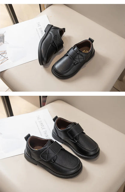 Boys Leather Shoes New Fashion Kids Causal School Formal Flat Shoes Black Brown Simple Performance Children Uniform Shoes