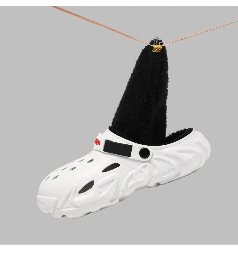 Winter Warm Home Slippers Men Waterproof Fur Clogs Slippers Garden Slippers Fuzzy Plush Slippers Bedroom Shoe For Indoor Outdoor