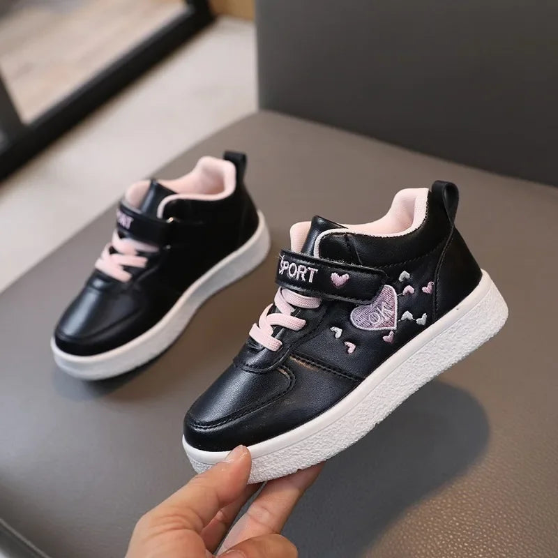 Children's Sports Shoes Spring and Autumn New Cute Girls' Sneakers Versatile Soft Breatheable Hook & Loop Fashion Kids Shoe