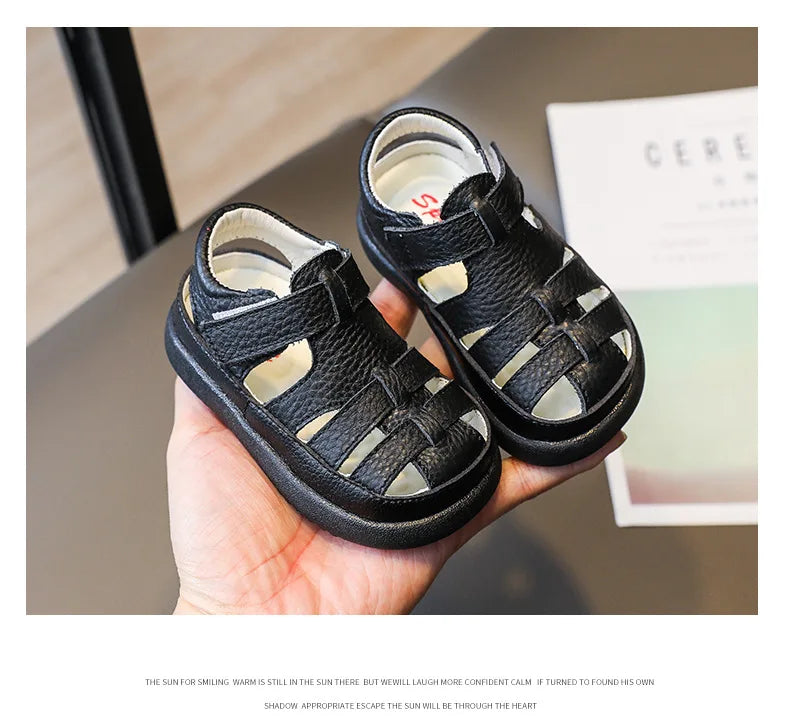 Baby Boys Sandals Girls Casual Shoes Summer Infant Toddler Shoes Anti-Slippery Genuine Leather Sport Beach Sandals for Kids