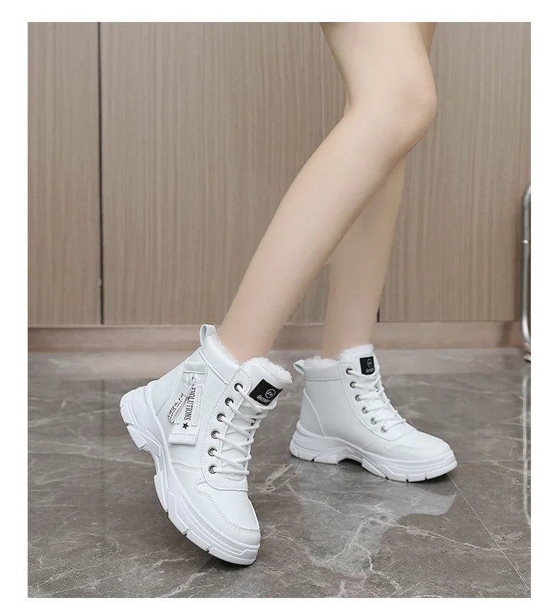 zapatos de mujer Designer Sneakers for Women Casual High Top Shoes Womens Winter Plush Lined Warm Thick Lace-up Sports Shoes
