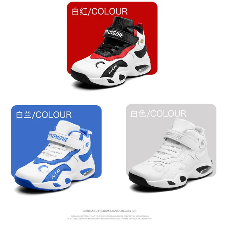 Kids Basketball Shoes Boys Student Sports Shoes School Daily Outdoor Running Sneakers High Top Children Basketball Sneakers