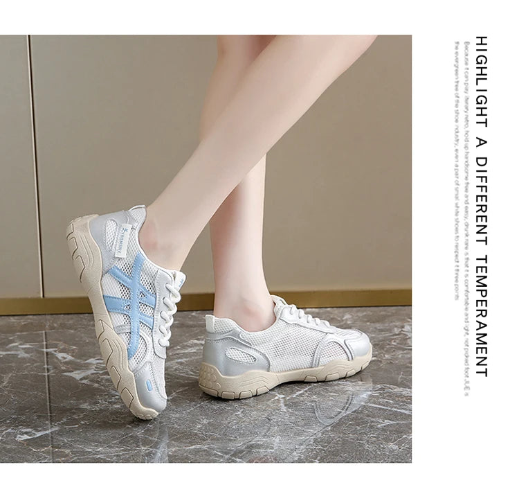 Women's Shoes Casual Platform Shoes Women Round Toe Lace-Up Tennis Vulcanized Sneakers New Style Korean Couple Elderly Shoes