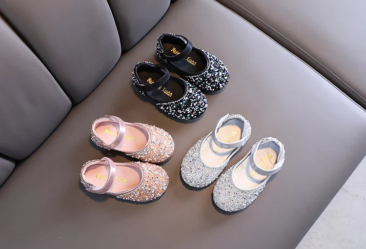 Girl's Princess Shoes Summer Glimmer Round Toe Party Dance Flat Shoe for Girls Spring Size 21-36 Infant Children Mary Janes