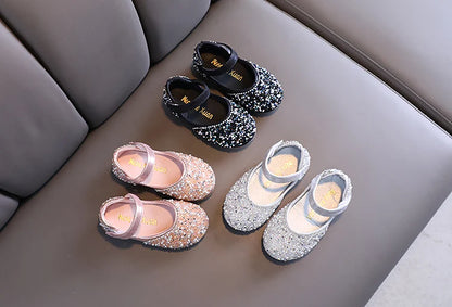 Girl's Princess Shoes Summer Glimmer Round Toe Party Dance Flat Shoe for Girls Spring Size 21-36 Infant Children Mary Janes