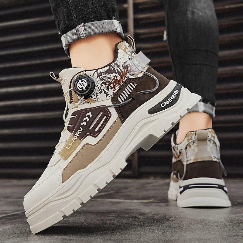 Men's Casual Outdoor Boots Fall Breathable Trendy Versatile Leisure Knob Board Shoes Anti-slip Riding Fashion Sneakers  (Available)