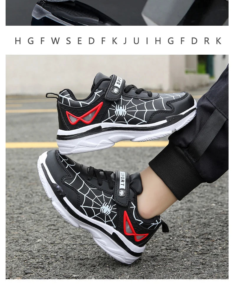 Kids Shoes Boys Sneakers Red PU Leather Children Sneakers New Fashion Casual Fashion Sports Outdoor Running Tennis Shoes for Boy