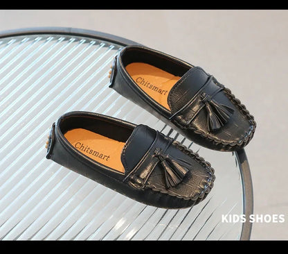 Children Moccasin Shoes Boys Flats Loafers Non-slip Tassels Cute Kids Casual Leather Shoes Soft Slip-on Pleated Solid Color 2023