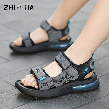 Summer New Children's Sports Sandals Boys Open Toe Air Cushion Sandals Water Beach Shoes Youth Lightweight Comfortable Slippers