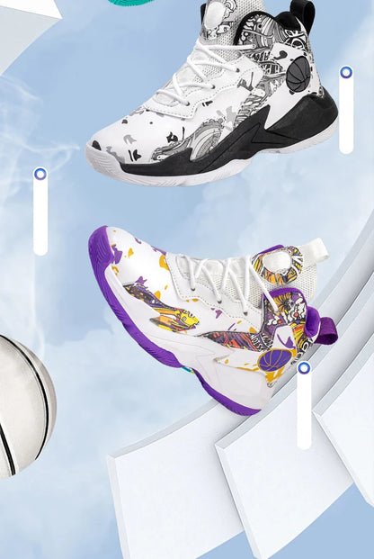 Fashion Basketball Shoes for Kids High-top Sneakers Children Casual Sports Shoes Ankle-protected Anti-slippery Gym Trainers Boys