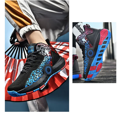 Hot Sale Cheap High Basketball Sneakers Men Women Fashion Printed Basketball Trainers Baskets Outdoor Platform Sport Shoes Boys