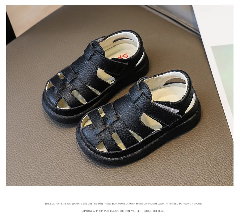 Baby Boys Sandals Girls Casual Shoes Summer Infant Toddler Shoes Anti-Slippery Genuine Leather Sport Beach Sandals for Kids