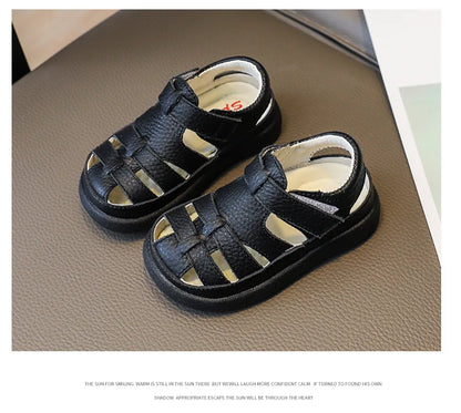 Baby Boys Sandals Girls Casual Shoes Summer Infant Toddler Shoes Anti-Slippery Genuine Leather Sport Beach Sandals for Kids