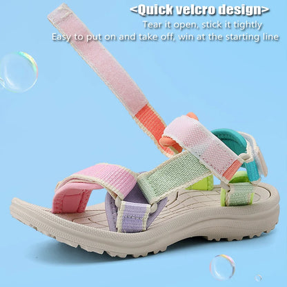 Summer Children Girls' Breathable Sport Sandals Non-Slip Soft Sole Outdoor Beach Shoes Kids Casual Waking Sandals Size 30-38