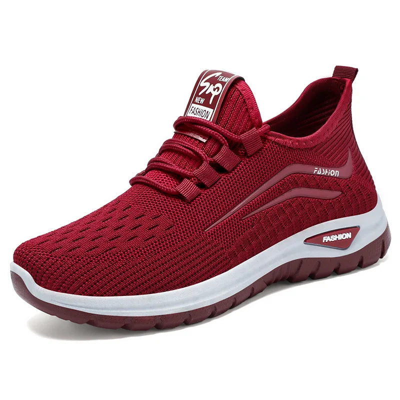 Women's Breathable Lace-Up Sneakers Soft-Soled Comfortable Casual Shoes, Trendy Lightweight Footwear for Daily Wear All Seasons