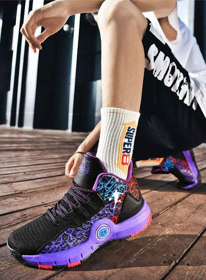 Hot Sale Cheap High Basketball Sneakers Men Women Fashion Printed Basketball Trainers Baskets Outdoor Platform Sport Shoes Boys