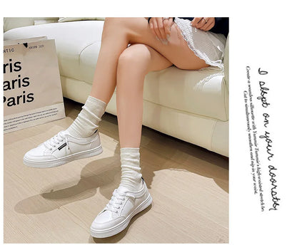 Women's Fashion White Sneakers 2025 New Spring and Autumn Flat Casual Shoes ins Breathable Thin Summer Sneakers