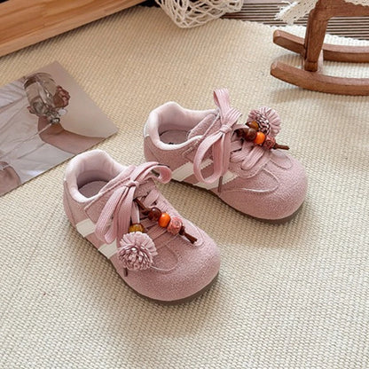 Girls Casual Sneakers Autumn New Toddler Flat Shoes Flower Children Retro Classic Fashion Non-slip Kids Running Sport Shoes