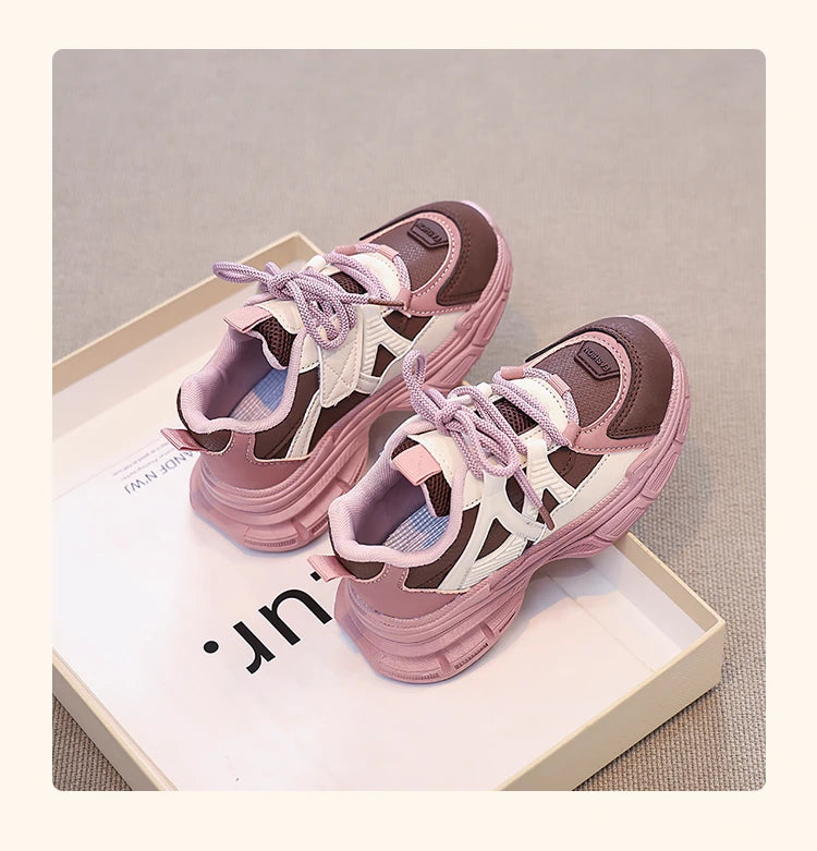 Kids Sneakers Handsome Girls Running Shoes Mesh Breathable  New Girls Sports Shoes Thick Soft Sole Comfort for Students