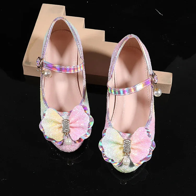 Girls High Heel Dress Shoes Children Princess Marijane Wedding Party High Heels Female  Bridesmaid Kid Show Single Leather Shoes
