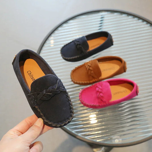 Boys Leather Shoes Fashion Kids Flats Loafers Slip-on Moccasins Classic Children Party Shoes 2024 Spring Autumn Soft Breathable